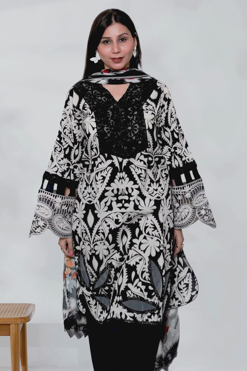 Arezia Noir Lawn Kurta with Farshi Salwar Set