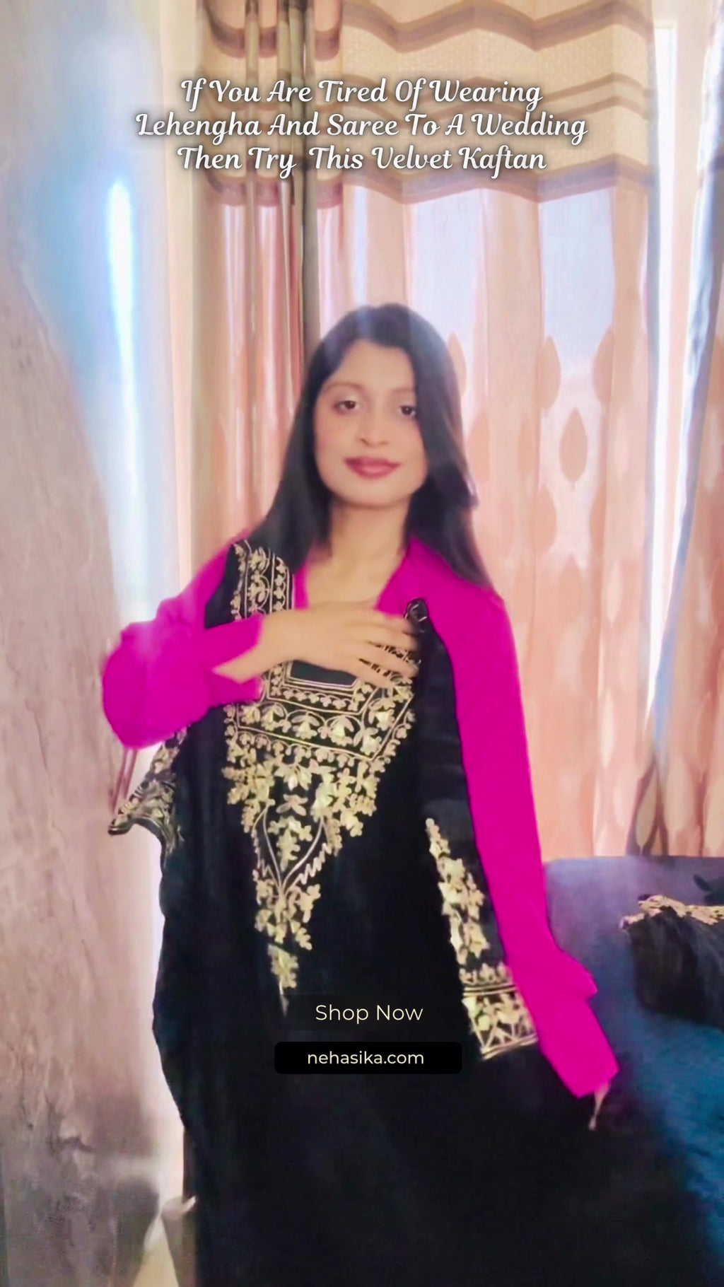 Rooh-E-Daari Silk Velvet Gota Embroidered Kaftan With Plazzo