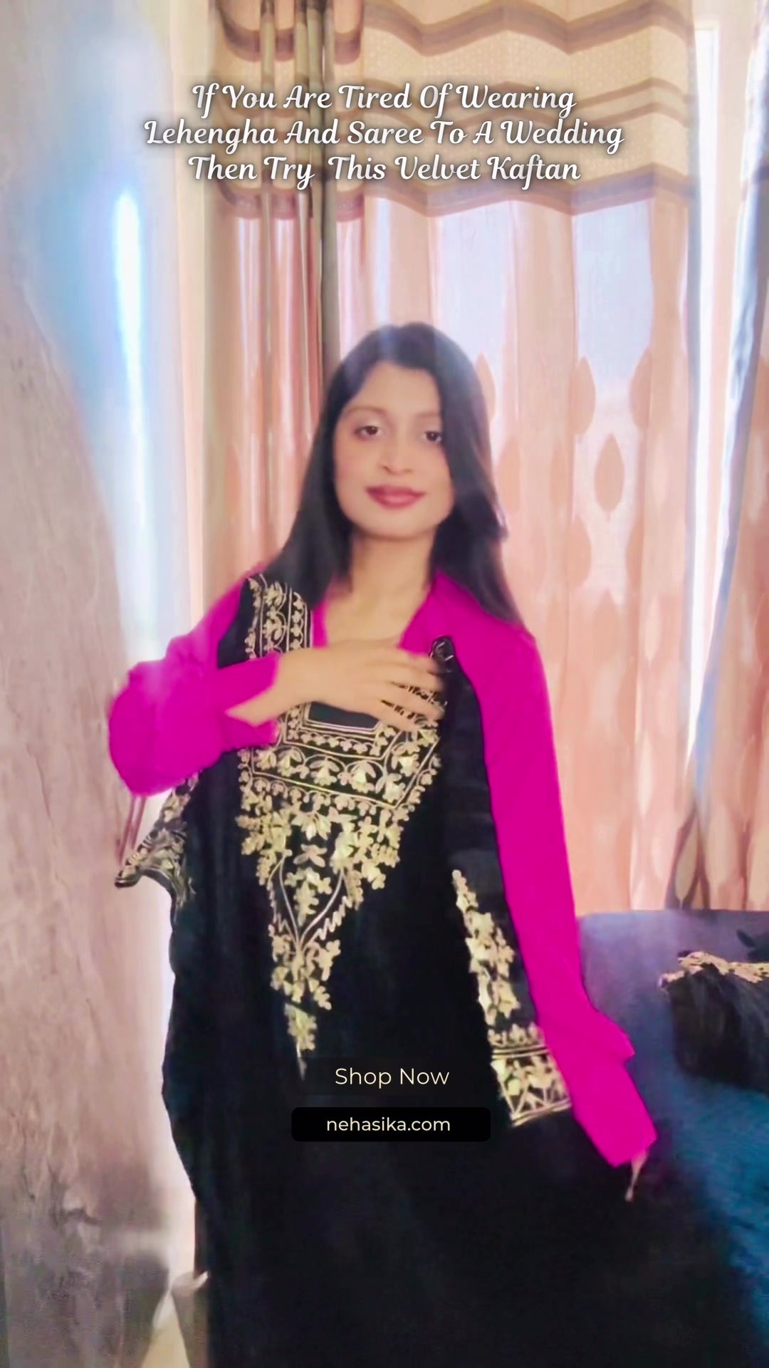 Rooh-E-Daari Silk Velvet Gota Embroidered Kaftan With Plazzo